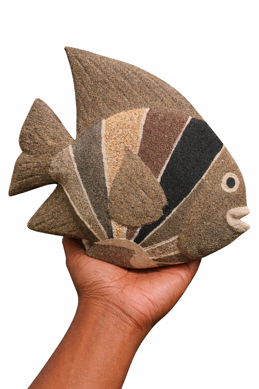 Handcrafted Coastal Wall Fish – Sand Textured Art